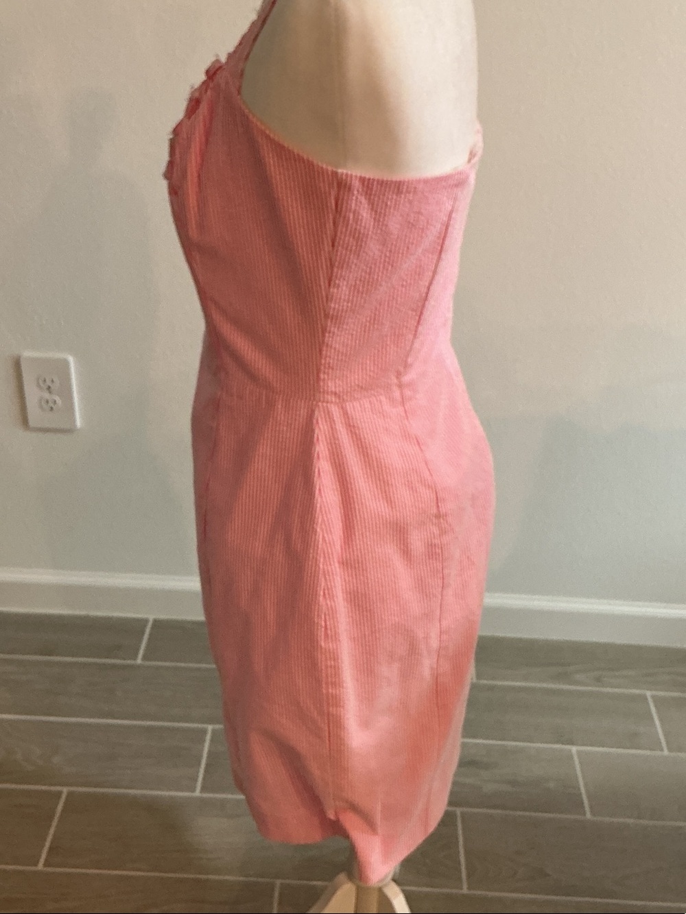 Lilly Pulitzer Pink/White Striped Halter Ruffle Mini Dress Women’s Sz 6 - Picture 2 of 7